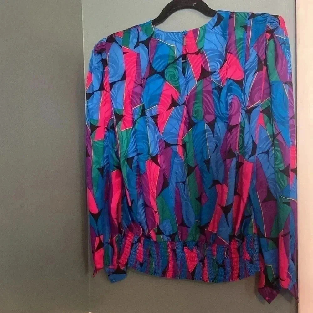 Vintage Adrianna Papell 100% silk blouse - 80s - size 10 - long sleeve - Picture 5 of 7